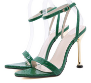 Ankle Strap Green Women High Heels Sandals Pointed Toe
